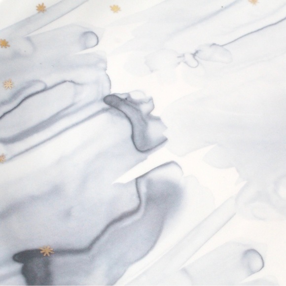 Anthropologie Night Sky Dessert Salad Plates Set of 4 Grey Watercolor Gold Stars - Picture 3 of 6